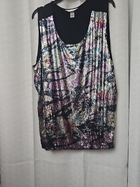 Sequin Sleeveless Scoop Neck Party Top - Multi Colors